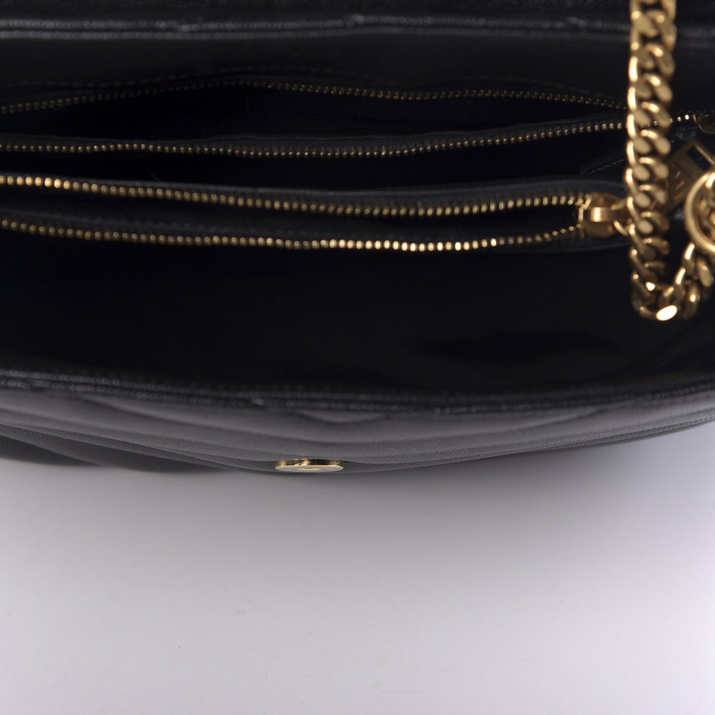 Grain de Poudre Calfskin Y Quilted Monogram Medium Loulou Chain Satchel Black