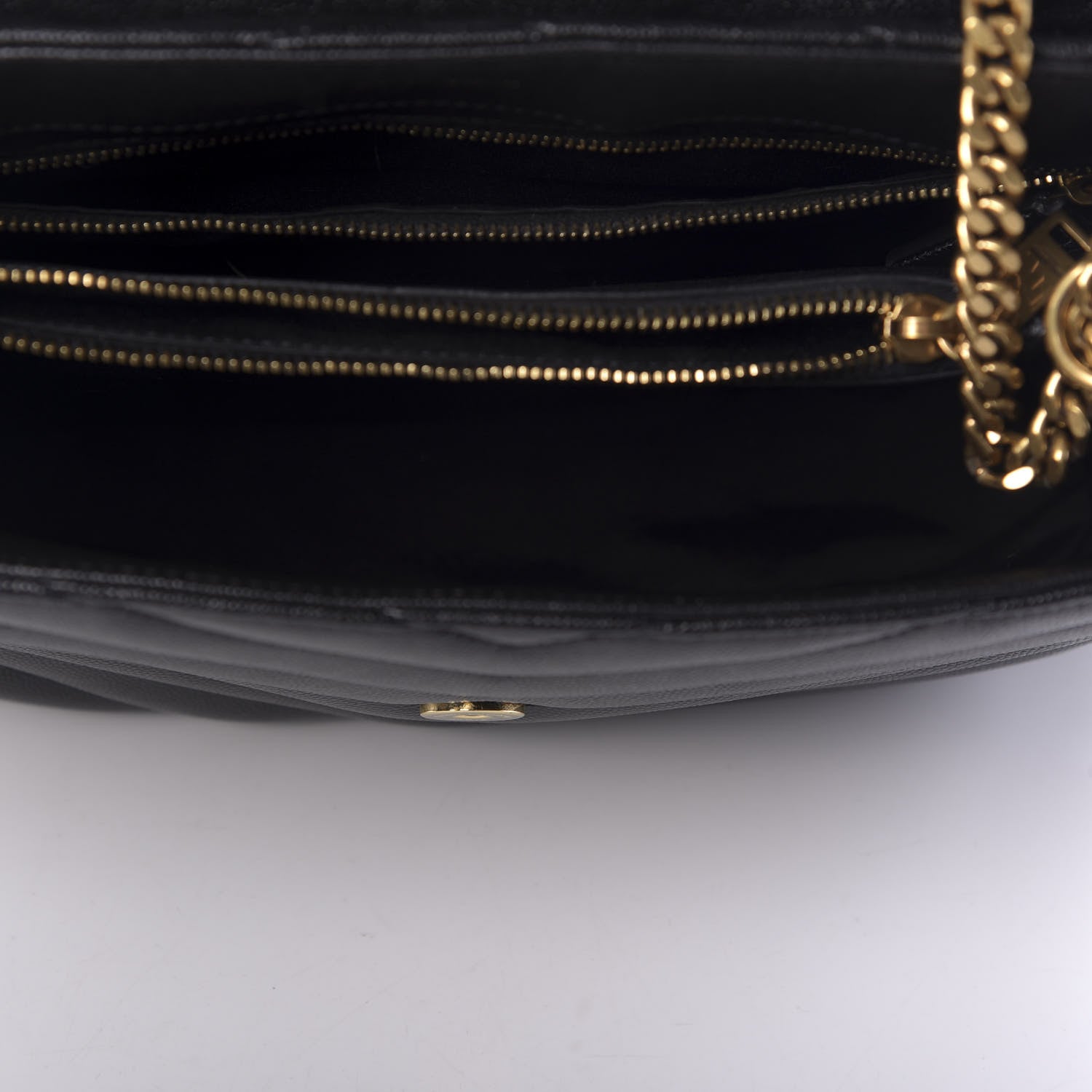 Saint Laurent Grain de Poudre Calfskin Y Quilted Monogram Medium Loulou Chain Satchel Black 5 of 10