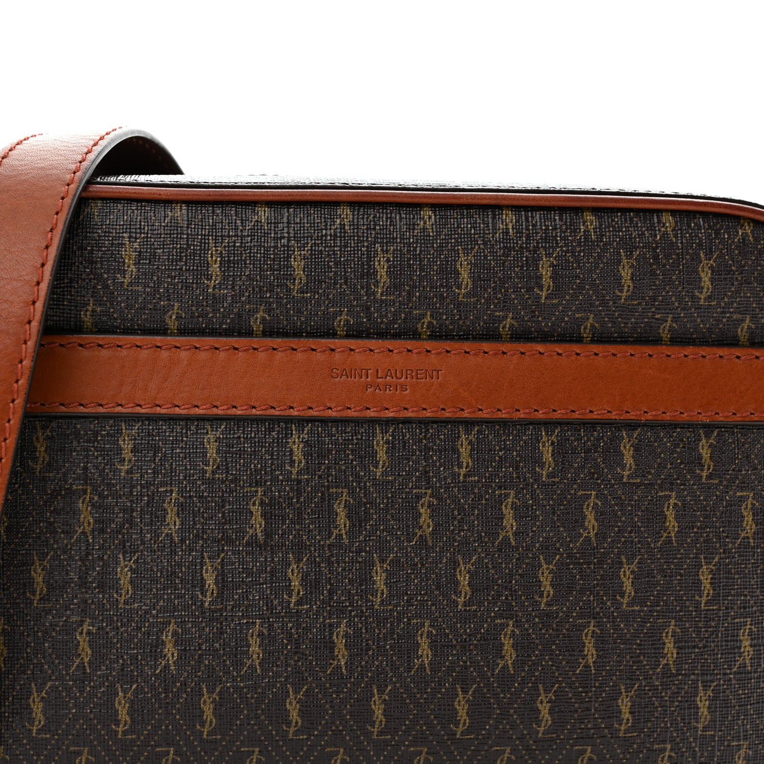 Saint Laurent Canvas Smooth Calfskin Le Monogramme Camera Bag Chestnut 8 of 11