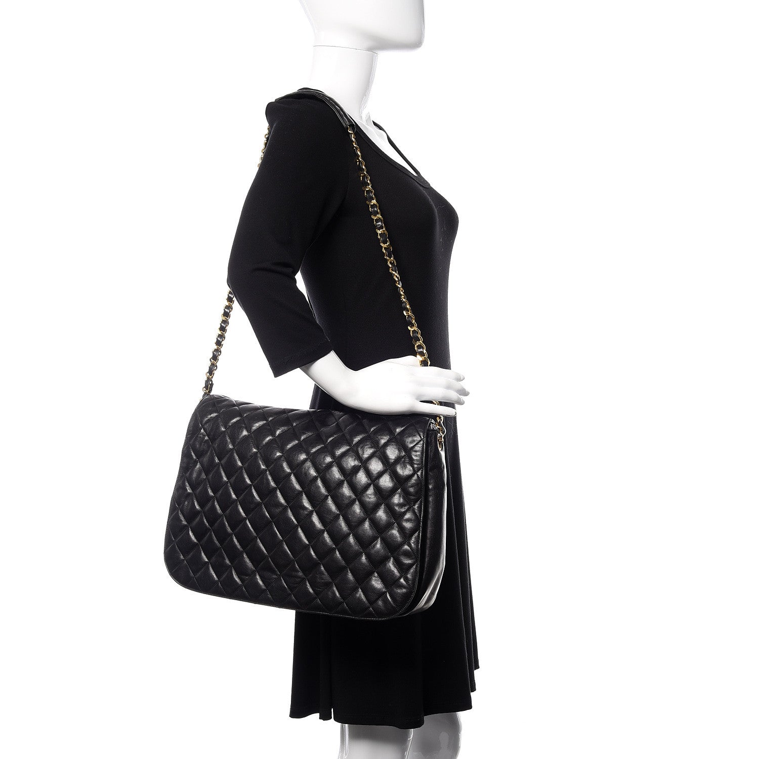 Chanel Lambskin Quilted Large Shoulder Flap Bag Black 2 of 11