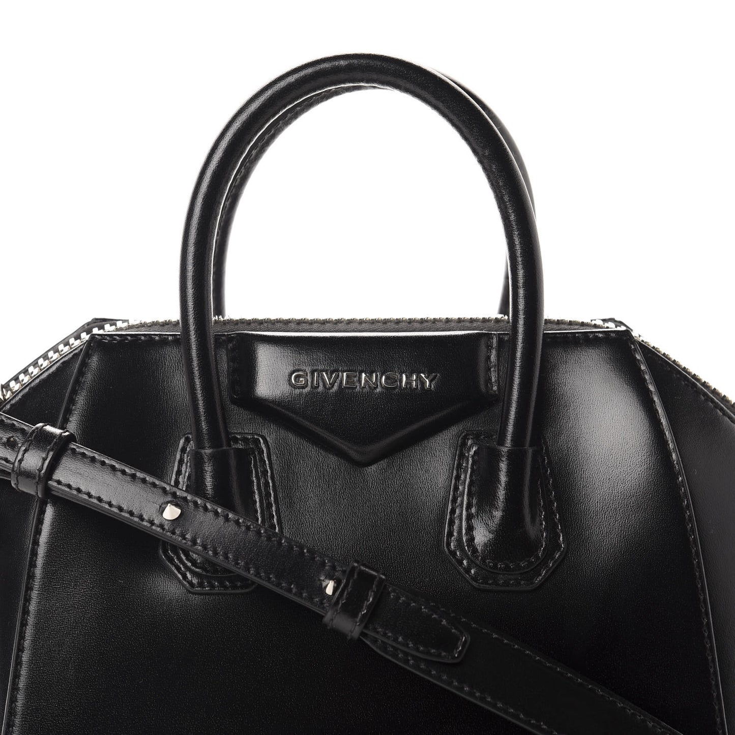 Shiny Lord Calfskin Mini Antigona Black