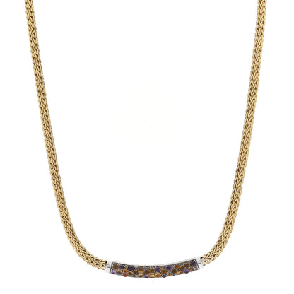 John Hardy Sterling Silver 18K Yellow Gold Amethyst Citrine 5mm Classic Chain Reversible Lava Necklace 1 of 5