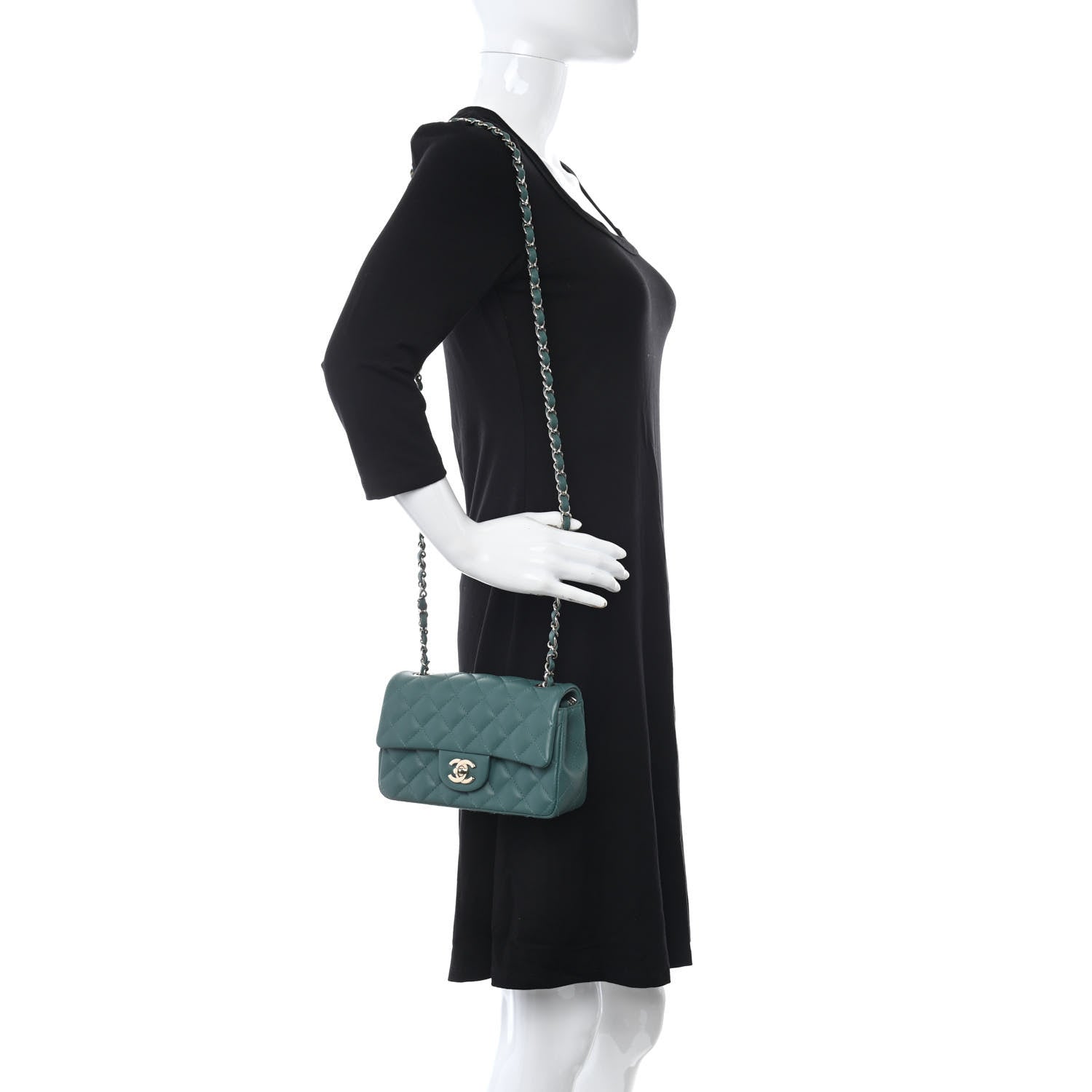 Chanel Lambskin Quilted Mini Rectangular Flap Green 2 of 11