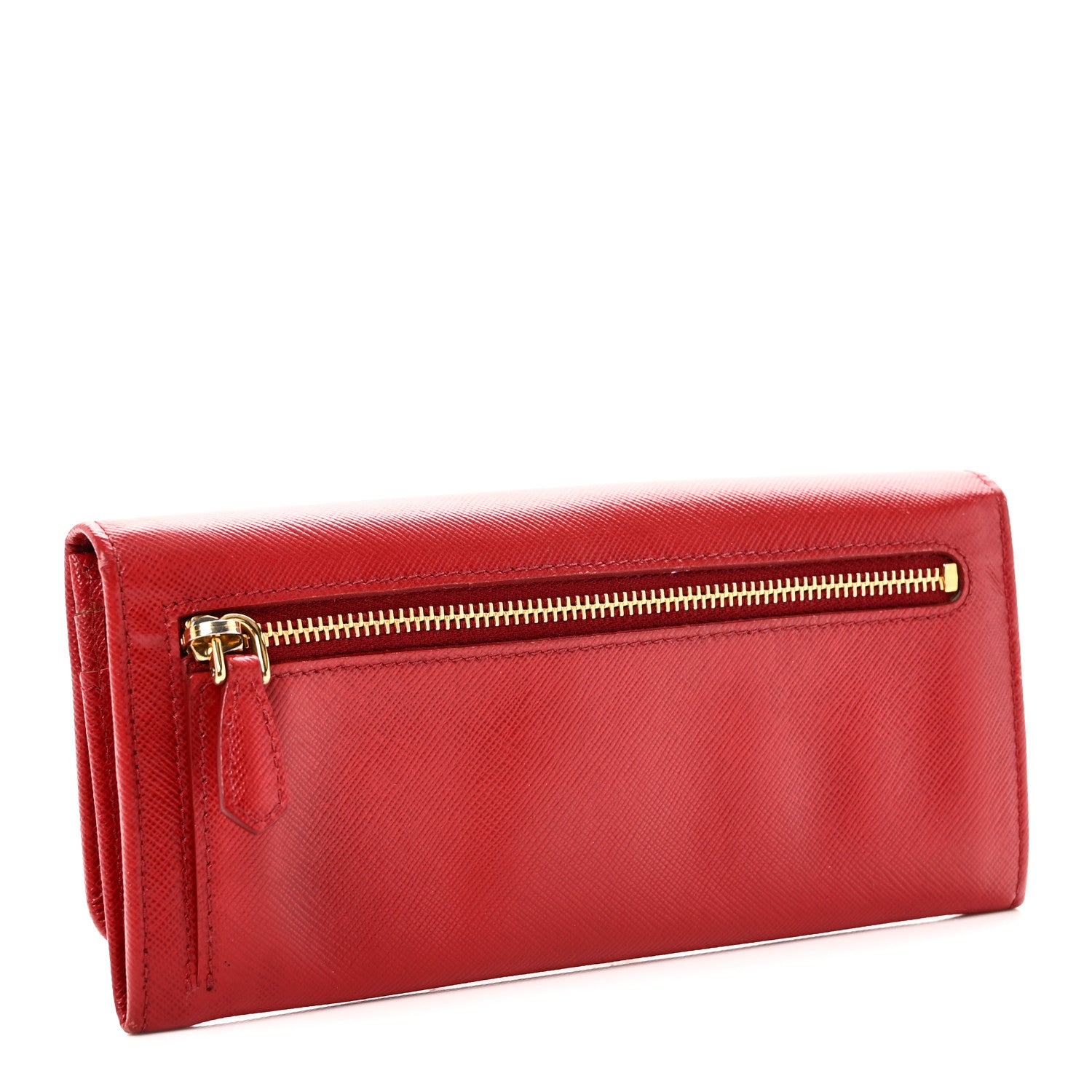 Prada Saffiano Metal Continental Flap Wallet Fuoco 3 of 7