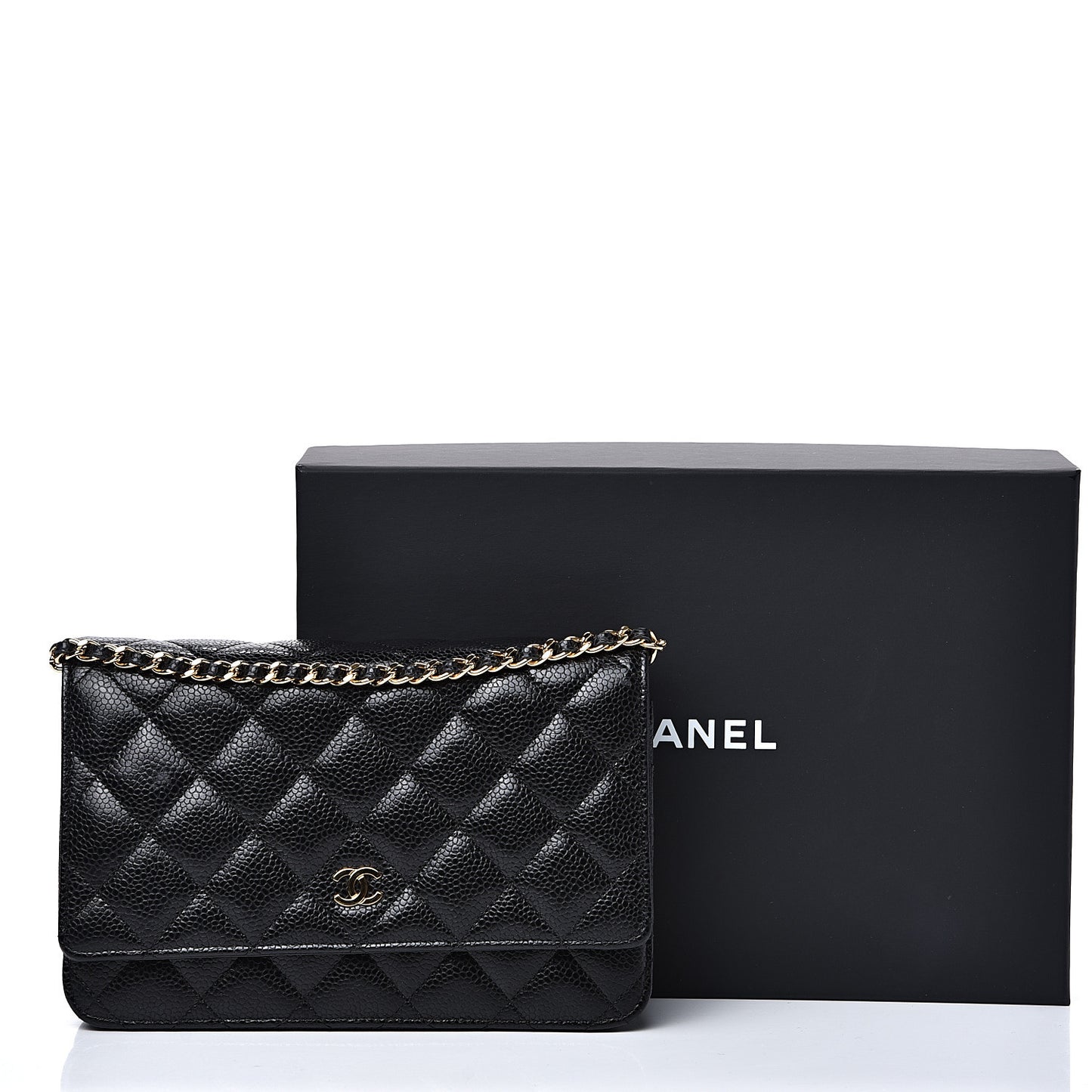 Caviar Quilted Wallet On Chain WOC Black