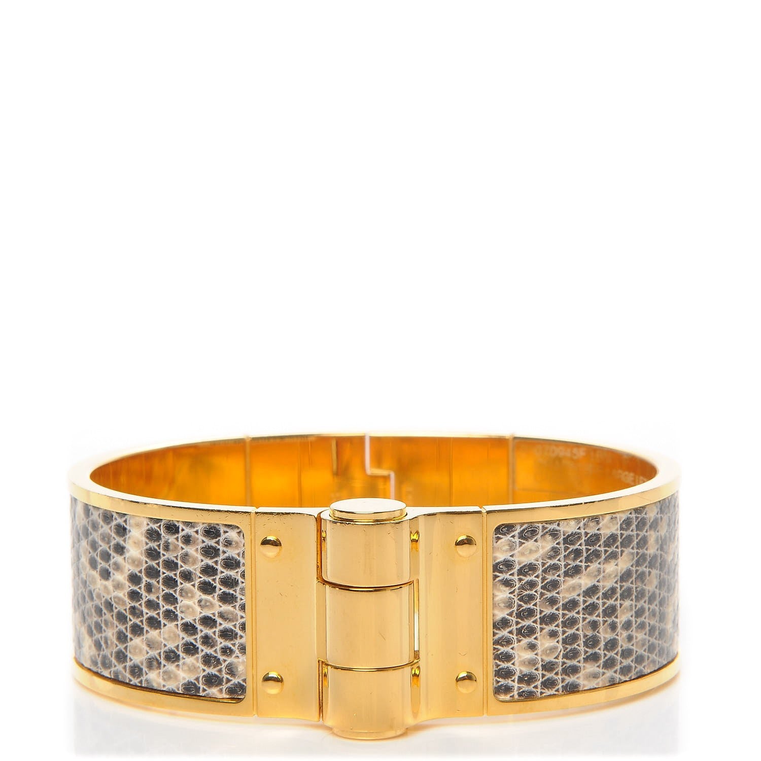 Hermes Lizard Charniere Cuir Wide Hinged Bracelet M Ombre 1 of 5