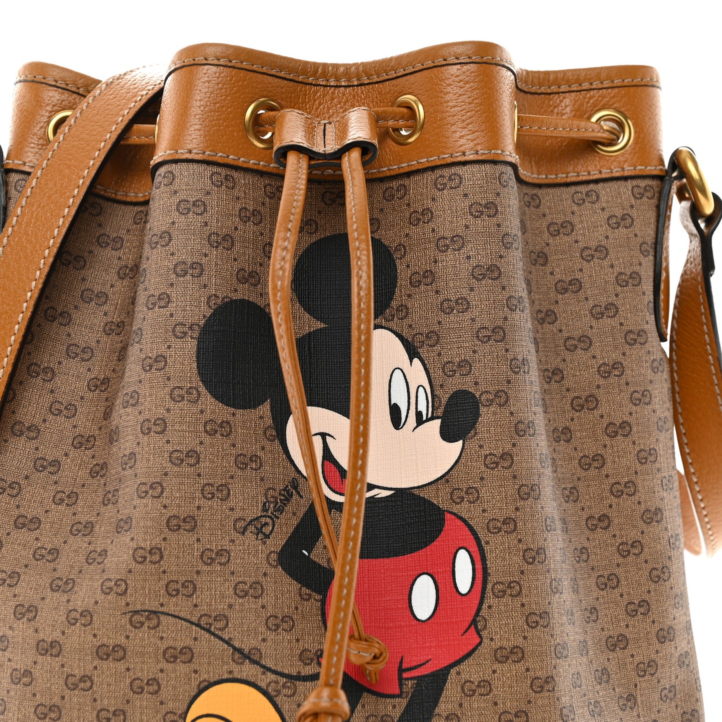 X DISNEY Mini Vintage GG Supreme Monogram Bucket Bag Beige Vintage Sun Oil
