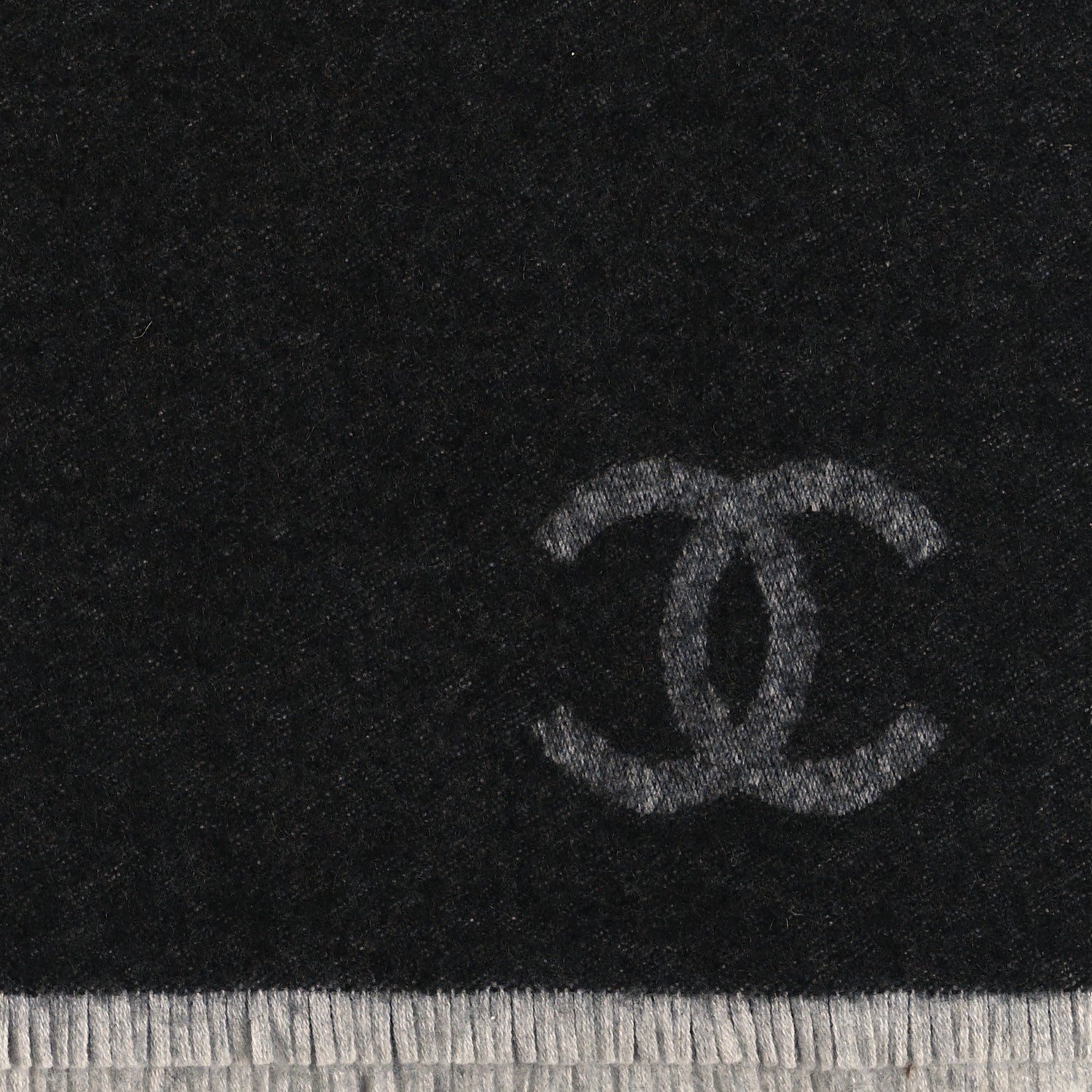Chanel Cashmere CC Fringe Stole Grey Dark Grey 3 of 4