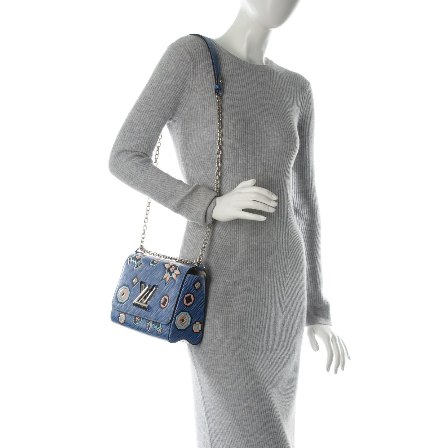 Epi Azteque Twist Shoulder Bag MM Denim Light