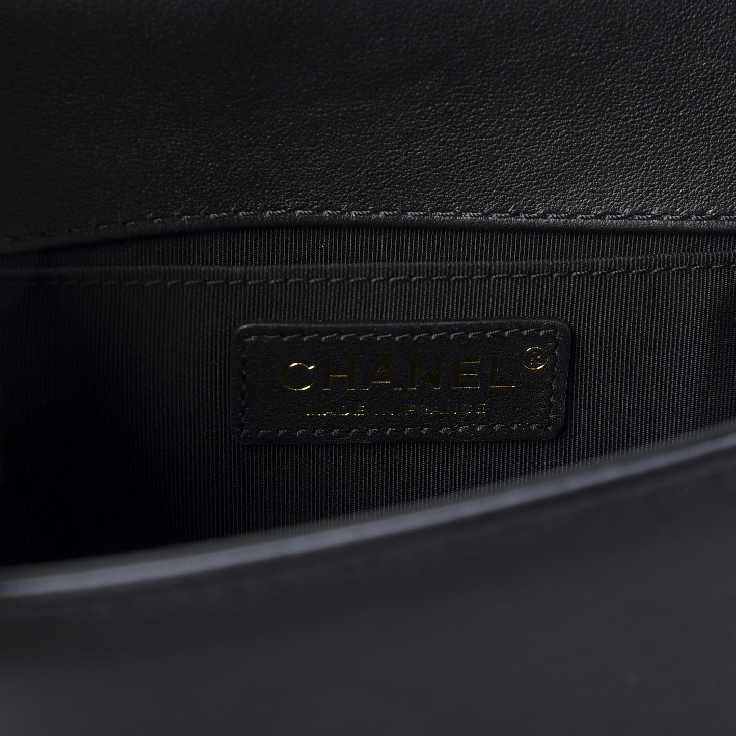 Calfskin Strass Studded Medium Boy Flap Black Gold