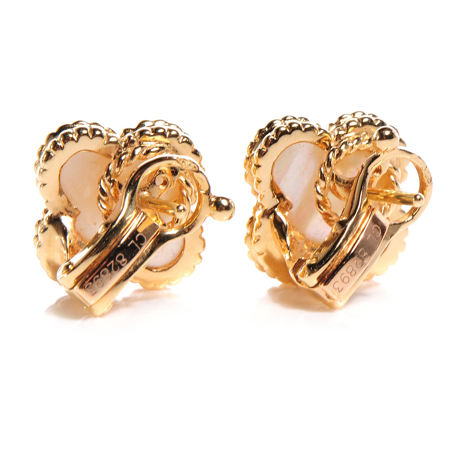18K Yellow Gold Mother of Pearl Vintage Alhambra Earrings