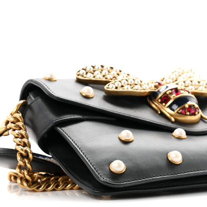 Gucci Nappa Pearl Studded Mini Queen Margaret Broadway Shoulder Bag Black 9 of 10