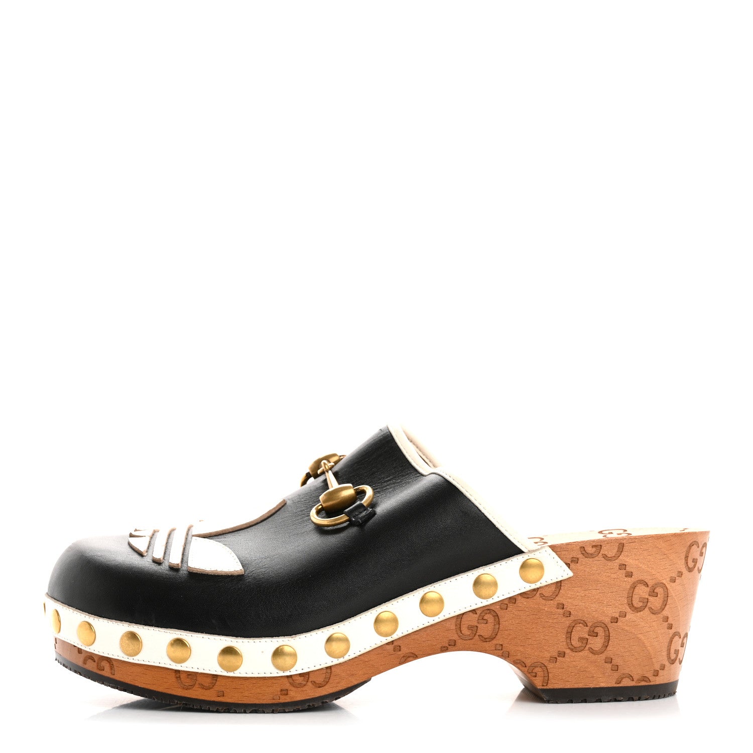 Gucci X ADIDAS Quebec Calfskin Quentin Goatskin Horsebit Trefoil Clog Mules 37 Black Off White 1 of 14