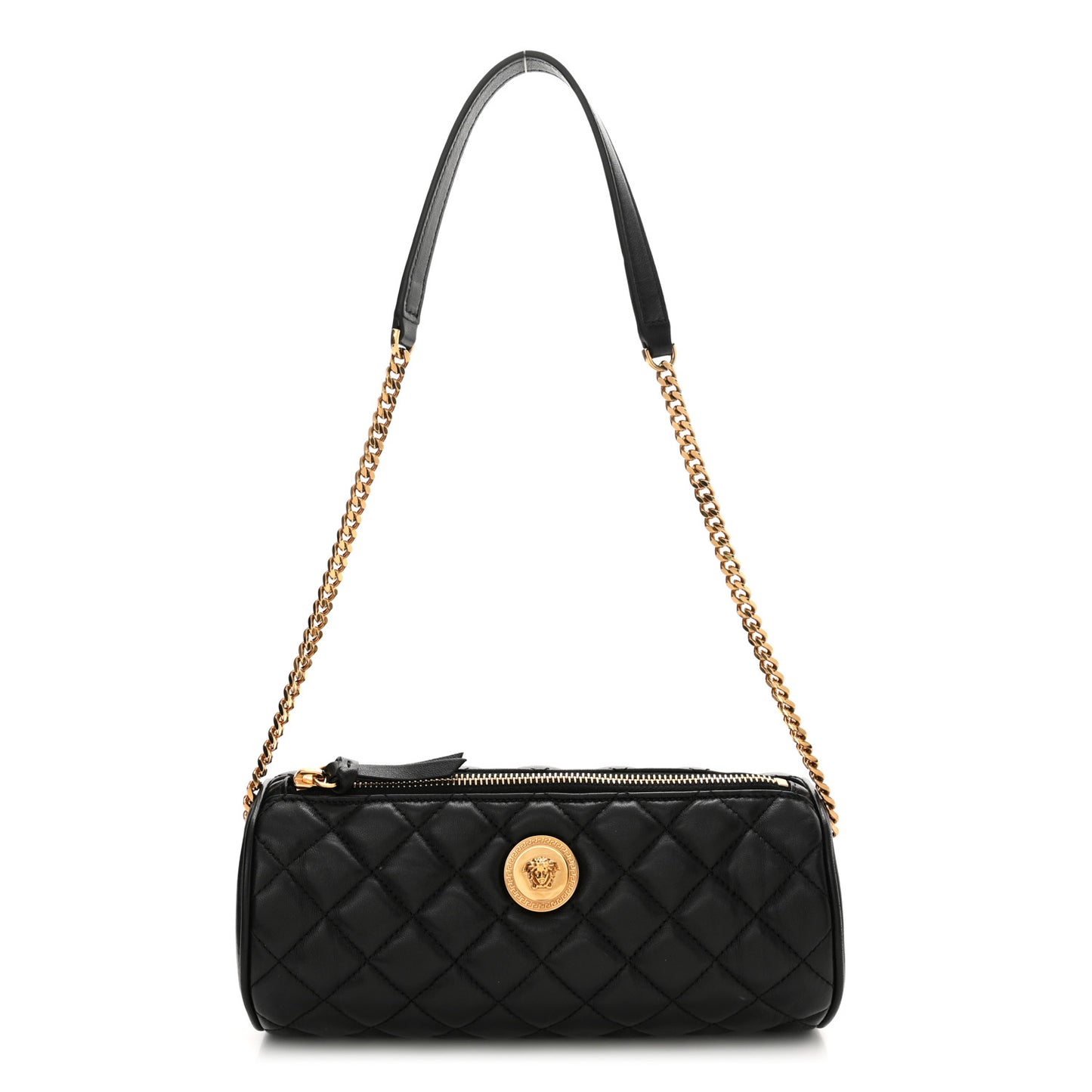 Nappa Quilted Medusa Shoulder Bag Black