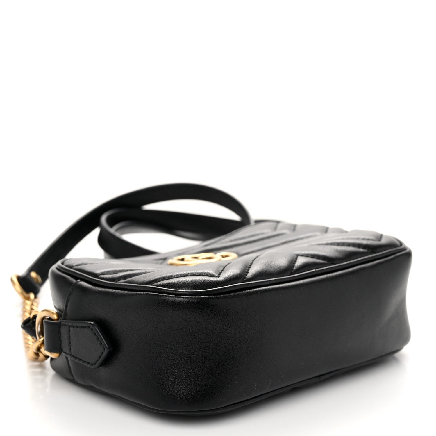 Gucci Calfskin Matelasse Mini GG Marmont Chain Shoulder Bag Black 4 of 11