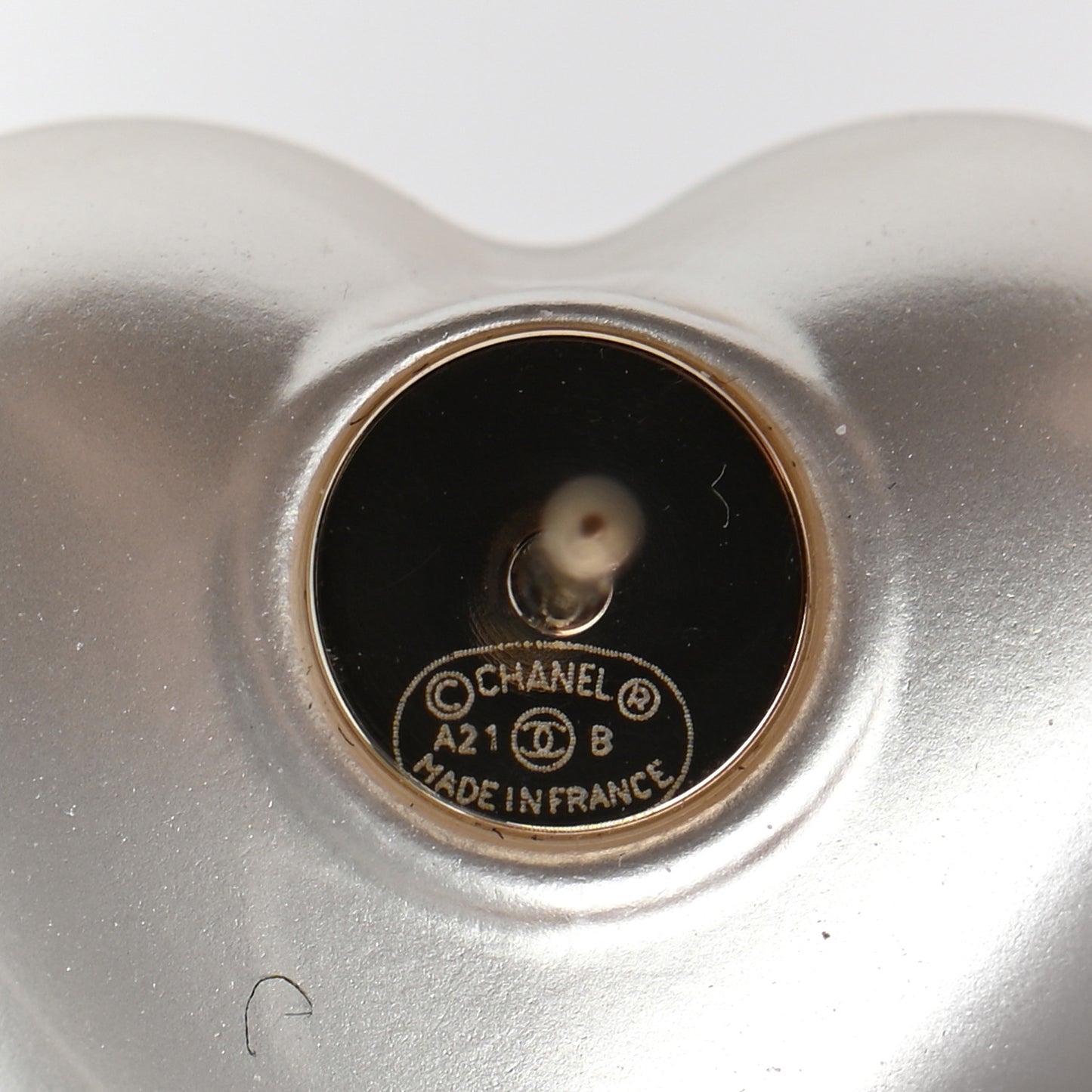 Pearl Crystal CC Heart Earrings Gold