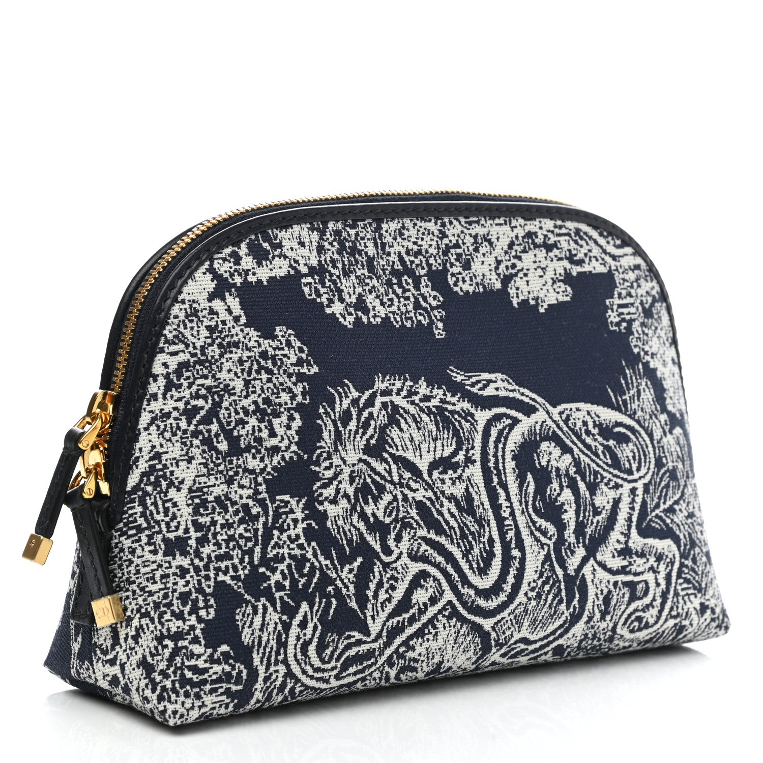 Christian Dior Embroidered Toile De Jouy 30 Montaigne Cosmetic Pouch Blue 3 of 9