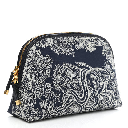 Christian Dior Embroidered Toile De Jouy 30 Montaigne Cosmetic Pouch Blue 3 of 9