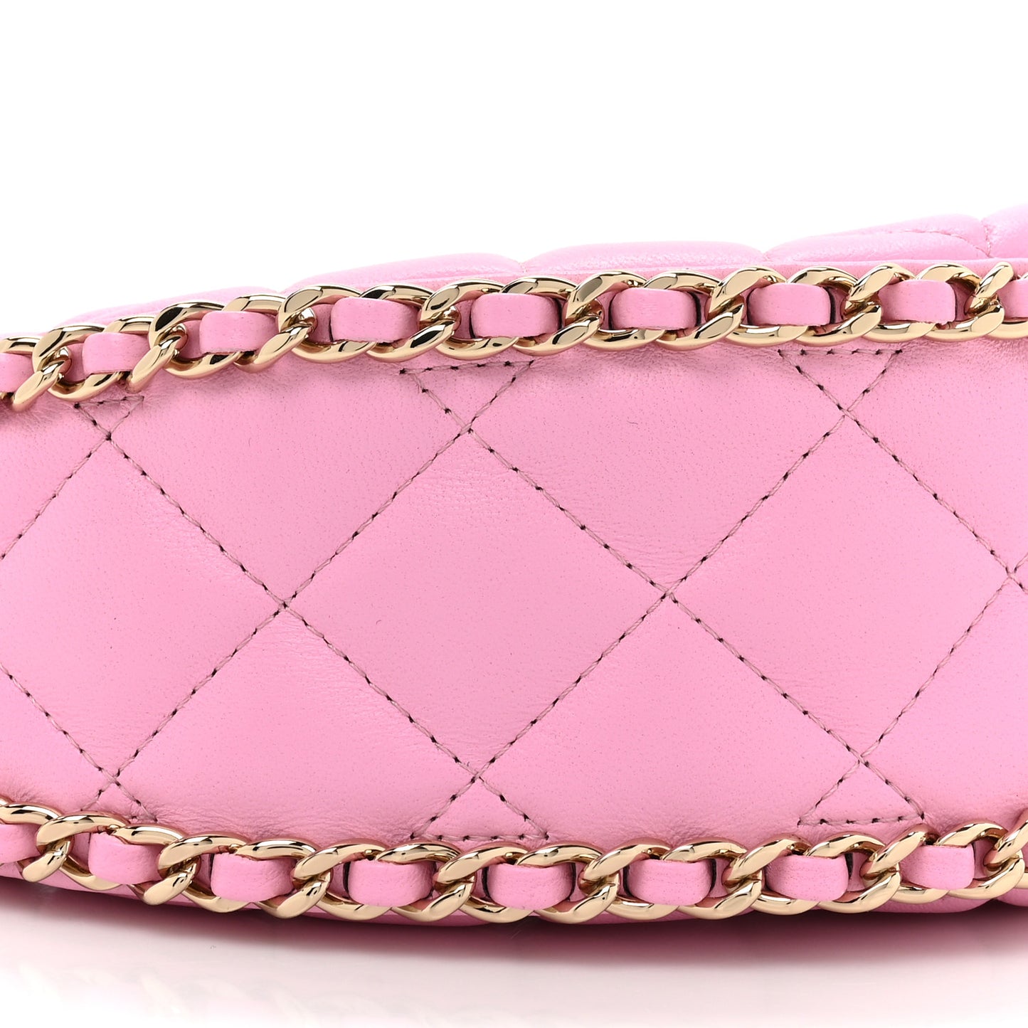 Lambskin Quilted Chain Around Hobo Pink