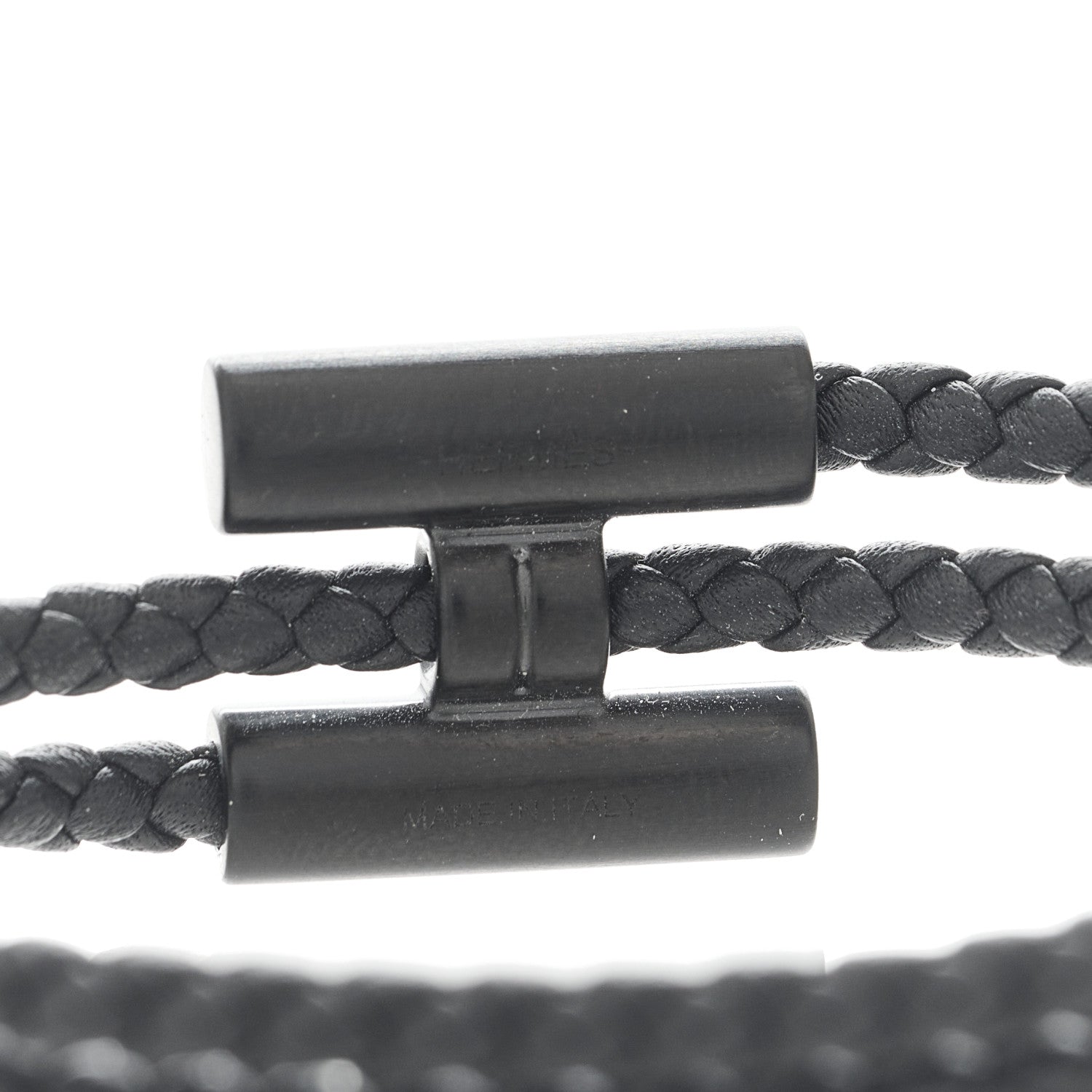 Hermes Swift Double Wrap Cord Tournis Tresse Bracelet Black 3 of 5