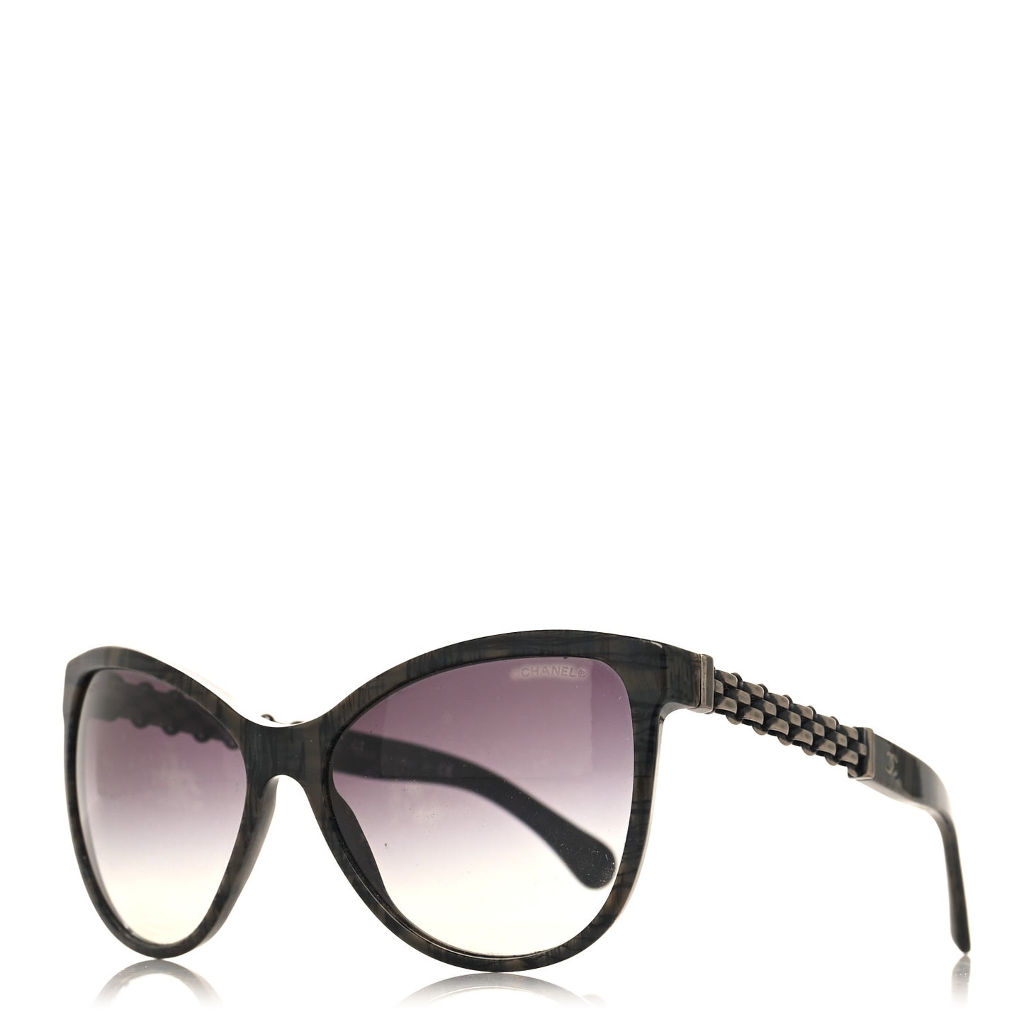 Acetate Polarized Cat Eye Chain Sunglasses 5326 Black