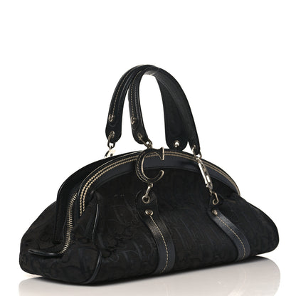 Christian Dior Monogram Vintage Flowers Frame Satchel Black 3 of 11