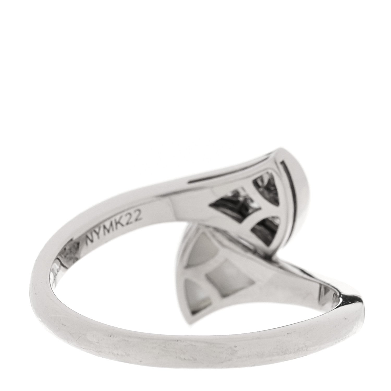 Bulgari 18K White Gold Mother of Pearl Diamond Divas' Dream Ring 54 7 3 of 5