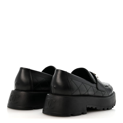 Chanel Calfskin Stitched CC Loafers 39 Black 5 of 10