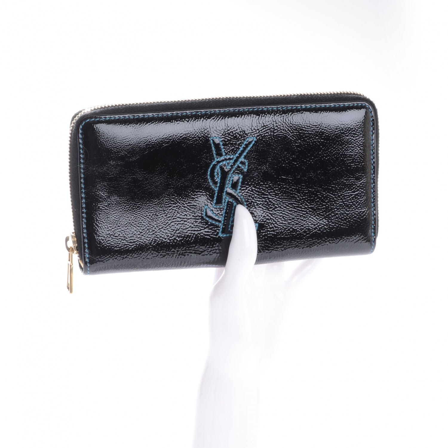 Saint Laurent Patent Belle de Jour Zip Wallet Black 2 of 8