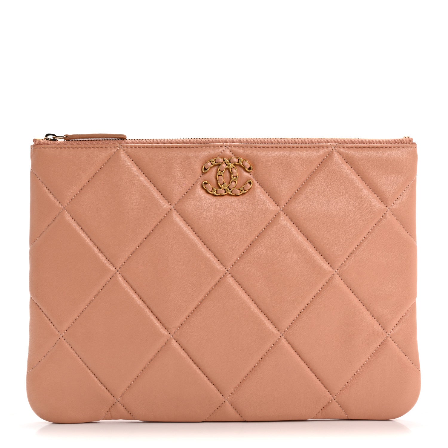 Chanel Goatskin Large Chanel 19 Pouch Pink 1 of 10