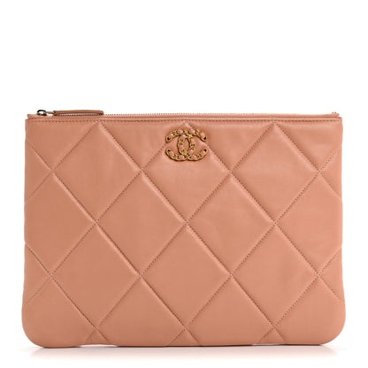 Chanel Goatskin Large Chanel 19 Pouch Pink 1 of 10