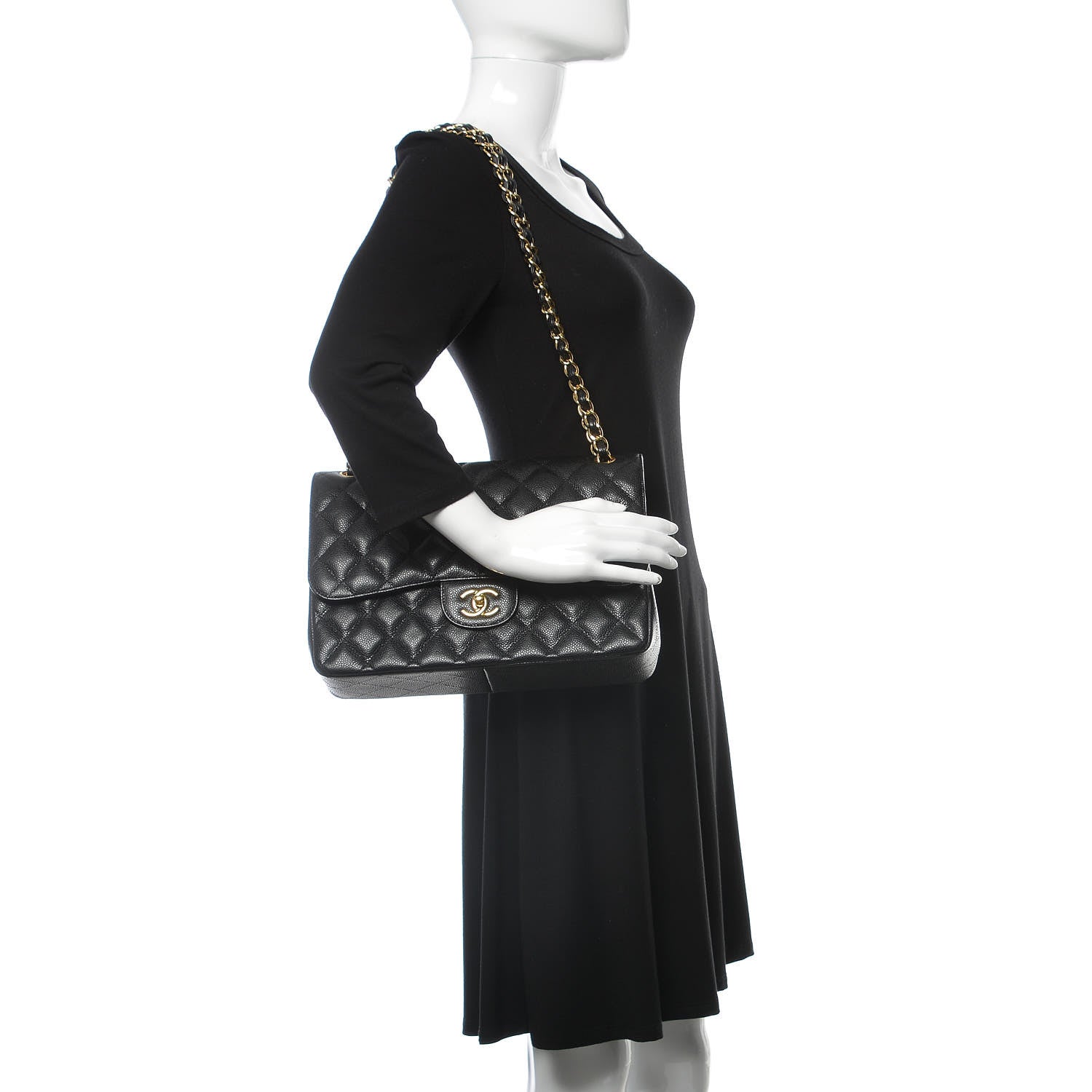Chanel Caviar Quilted Jumbo Double Flap Black 2 of 13