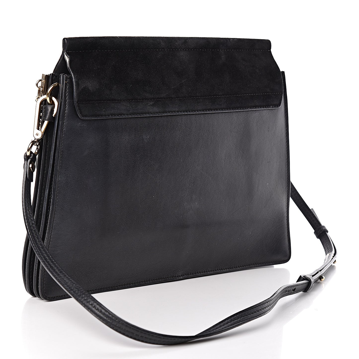 Suede Calfskin Medium Faye Shoulder Bag Black