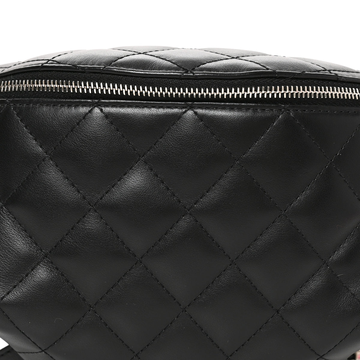 Calfskin Quilted Uniform Waist Belt Bag Black