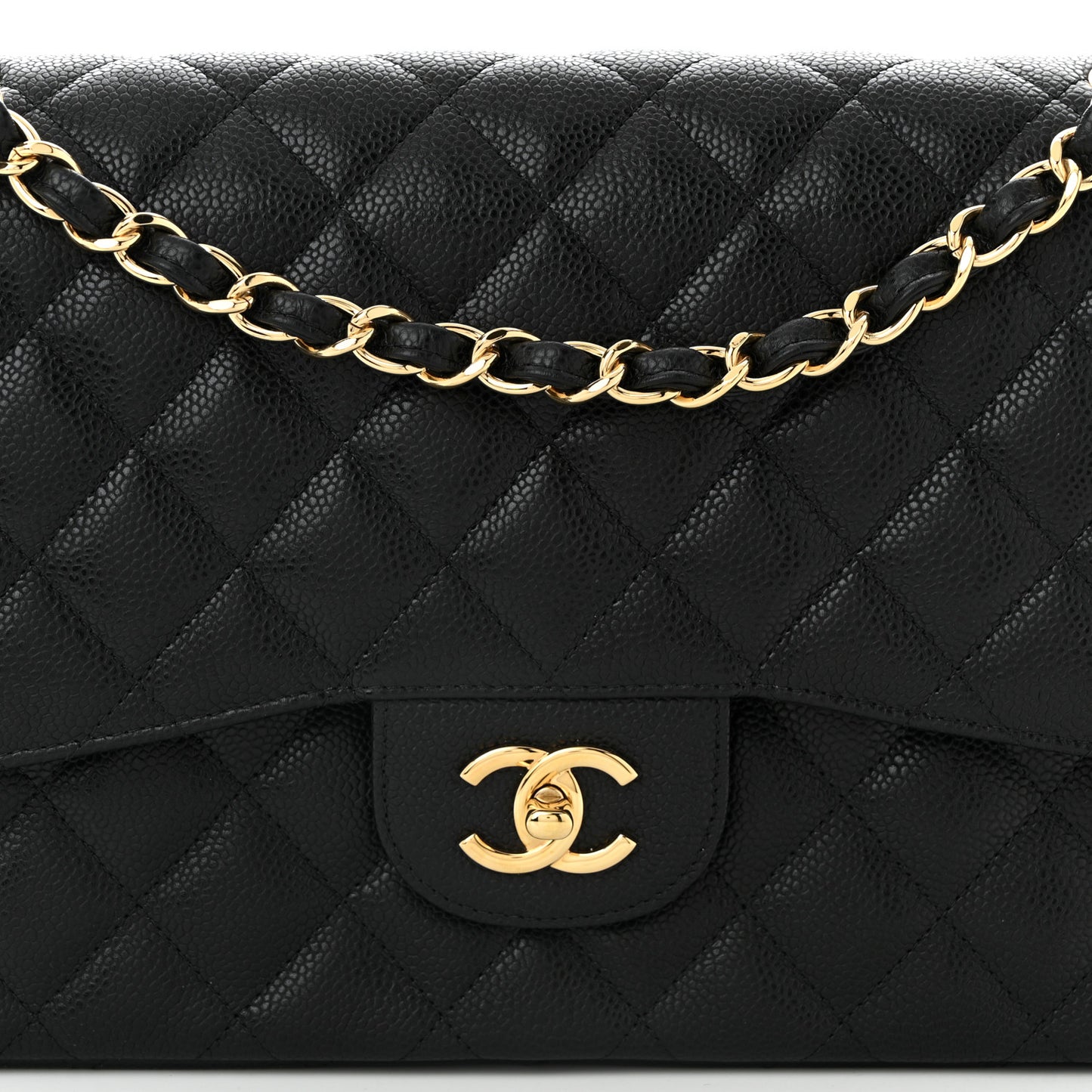 Caviar Quilted Jumbo Double Flap Black