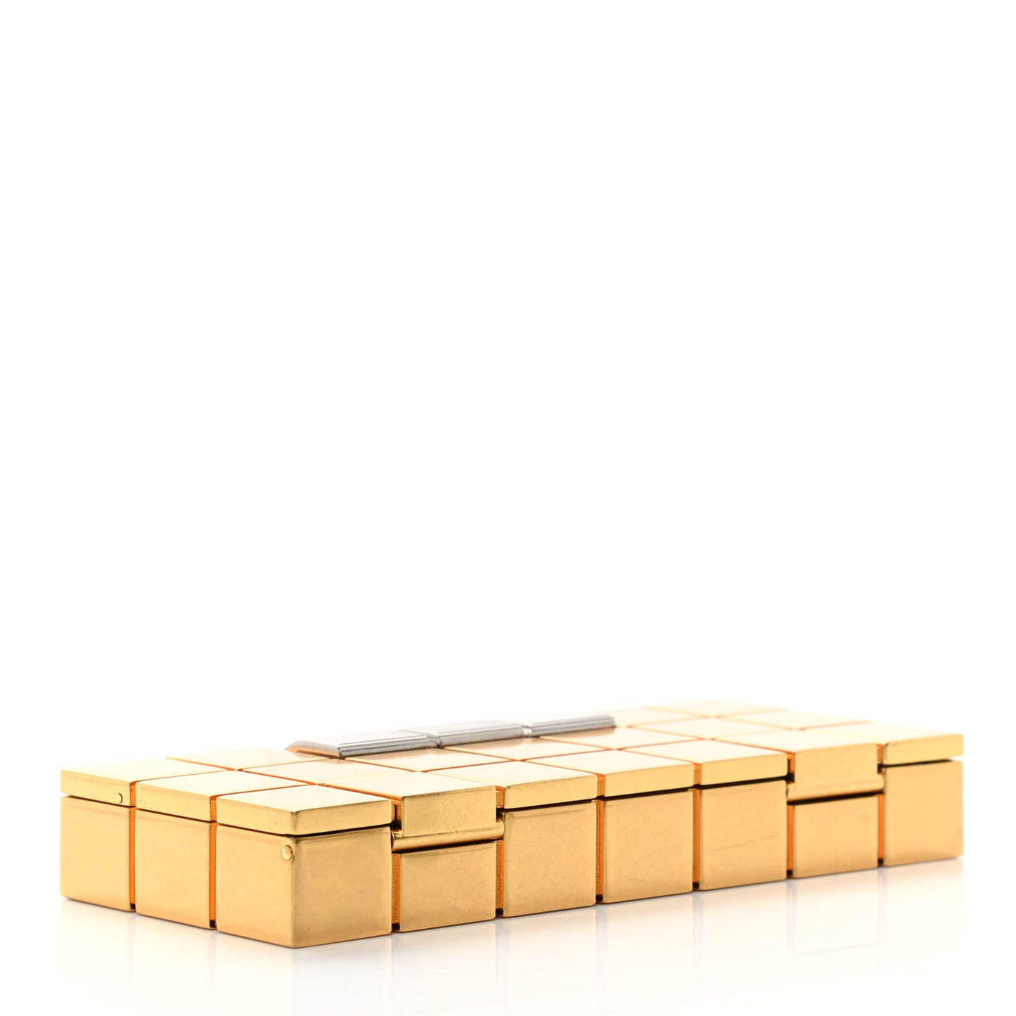 Brass Geometric Minaudiere Clutch Gold