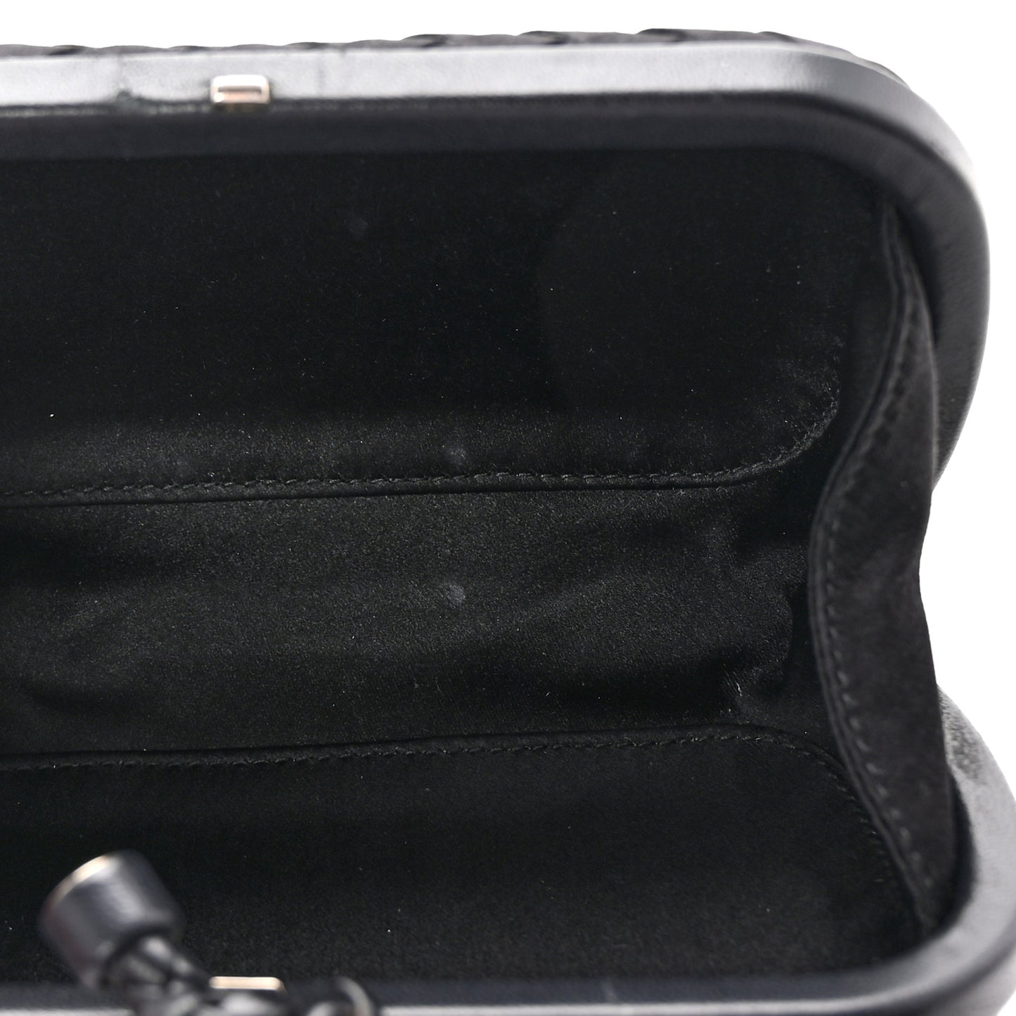 Satin Intreccio Impero Knot Clutch Black