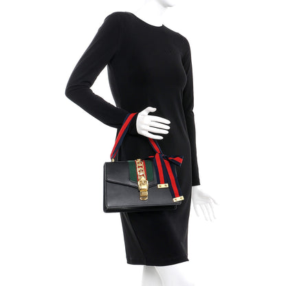 Gucci Calfskin Small Sylvie Shoulder Bag Black 2 of 7