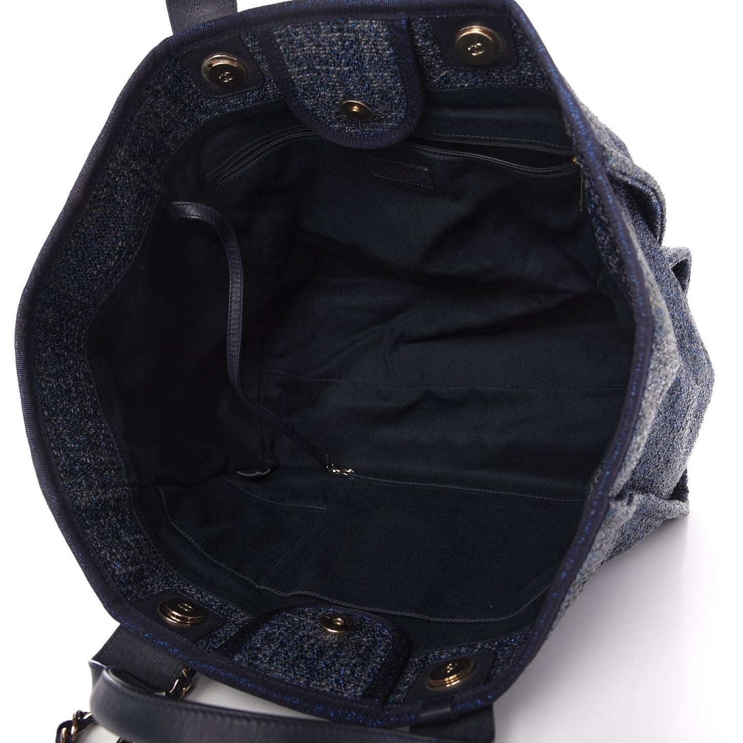 Lurex Canvas Medium Deauville Tote Navy Blue