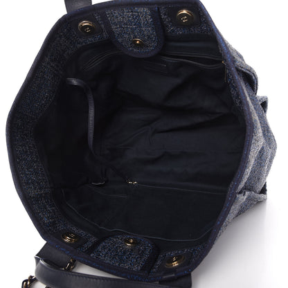 Chanel Lurex Canvas Medium Deauville Tote Navy Blue 5 of 10