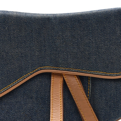 Christian Dior Denim Calfskin Saddle Bag Blue 8 of 10