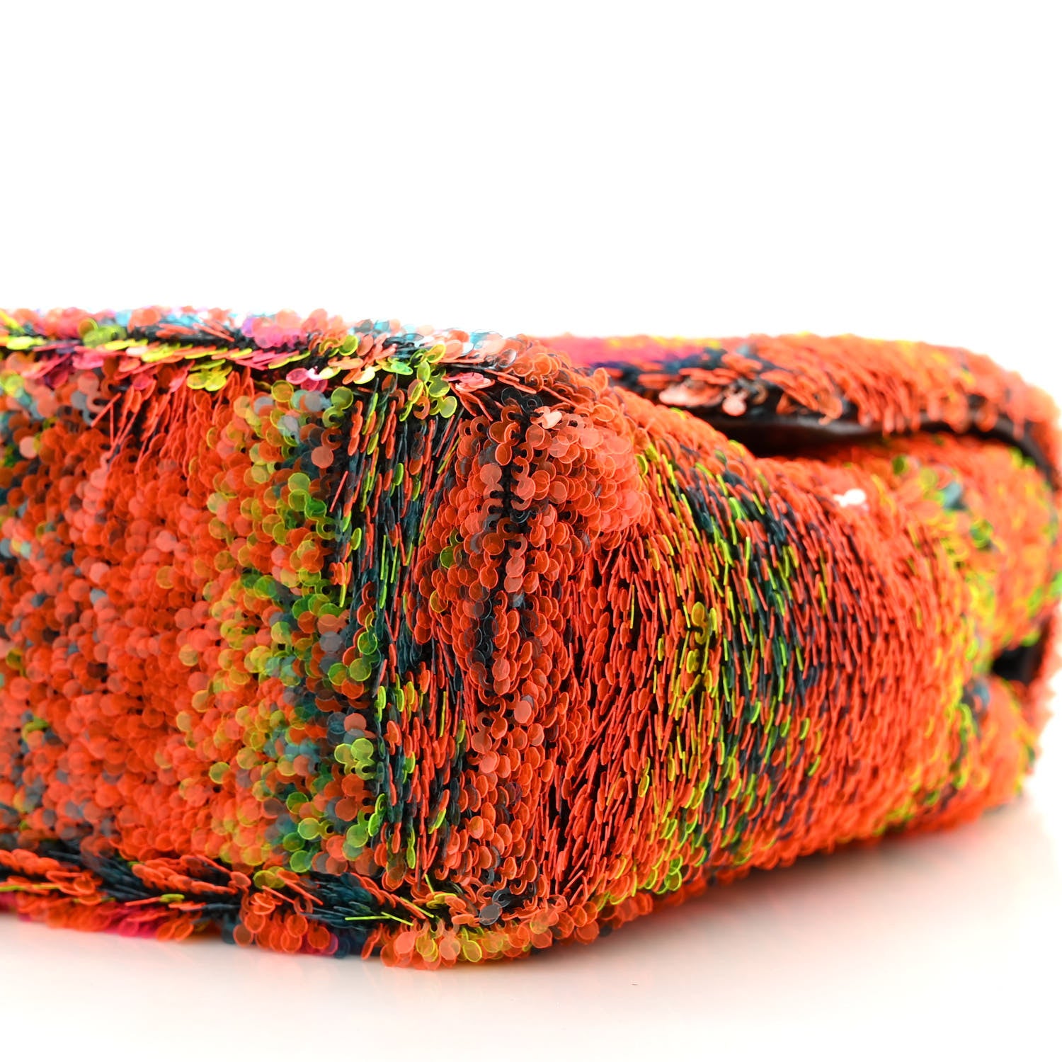 Chanel Sequin Logo Single Flap Orange Turquoise Pink 10 of 10