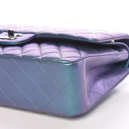 Chanel Metallic Lambskin Quilted Medium Double Flap Turquoise 7 of 15
