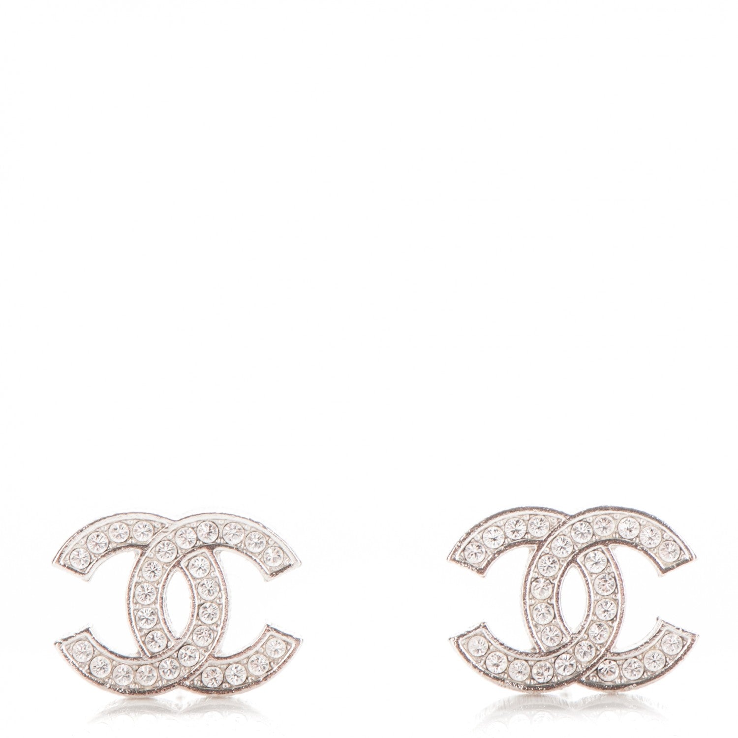Chanel Crystal CC Earrings Silver 1 of 4