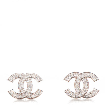 Chanel Crystal CC Earrings Silver 1 of 4