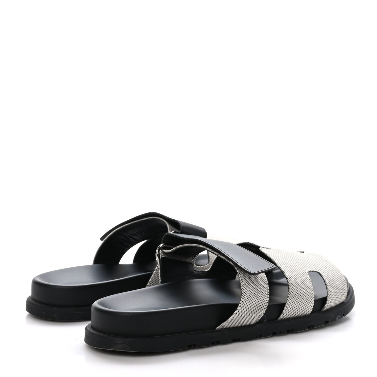 H Canvas Calfskin Mens Chypre Sandals 40 Prunoir Black
