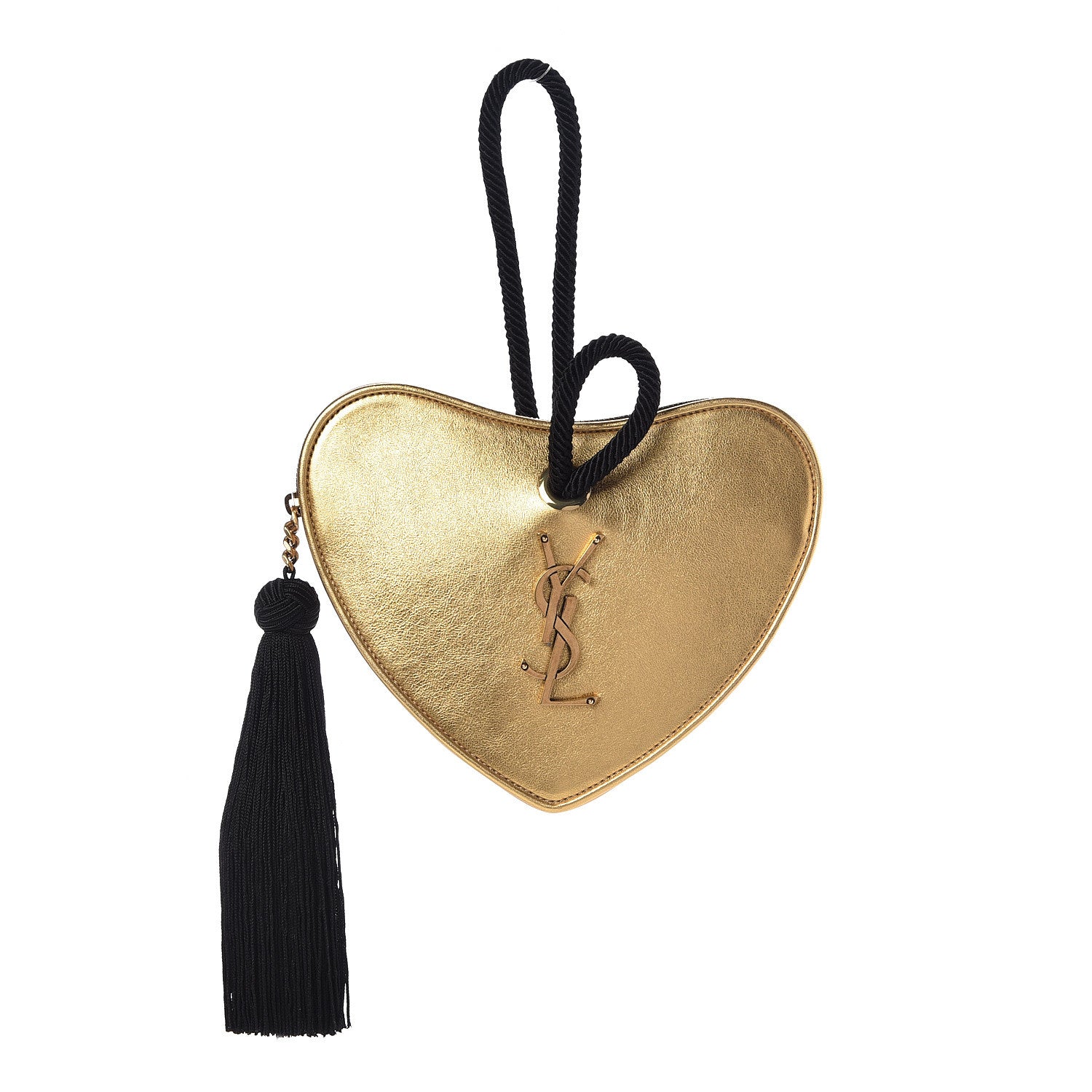 Saint Laurent Metallic Calfskin Heart Clutch Gold 1 of 9