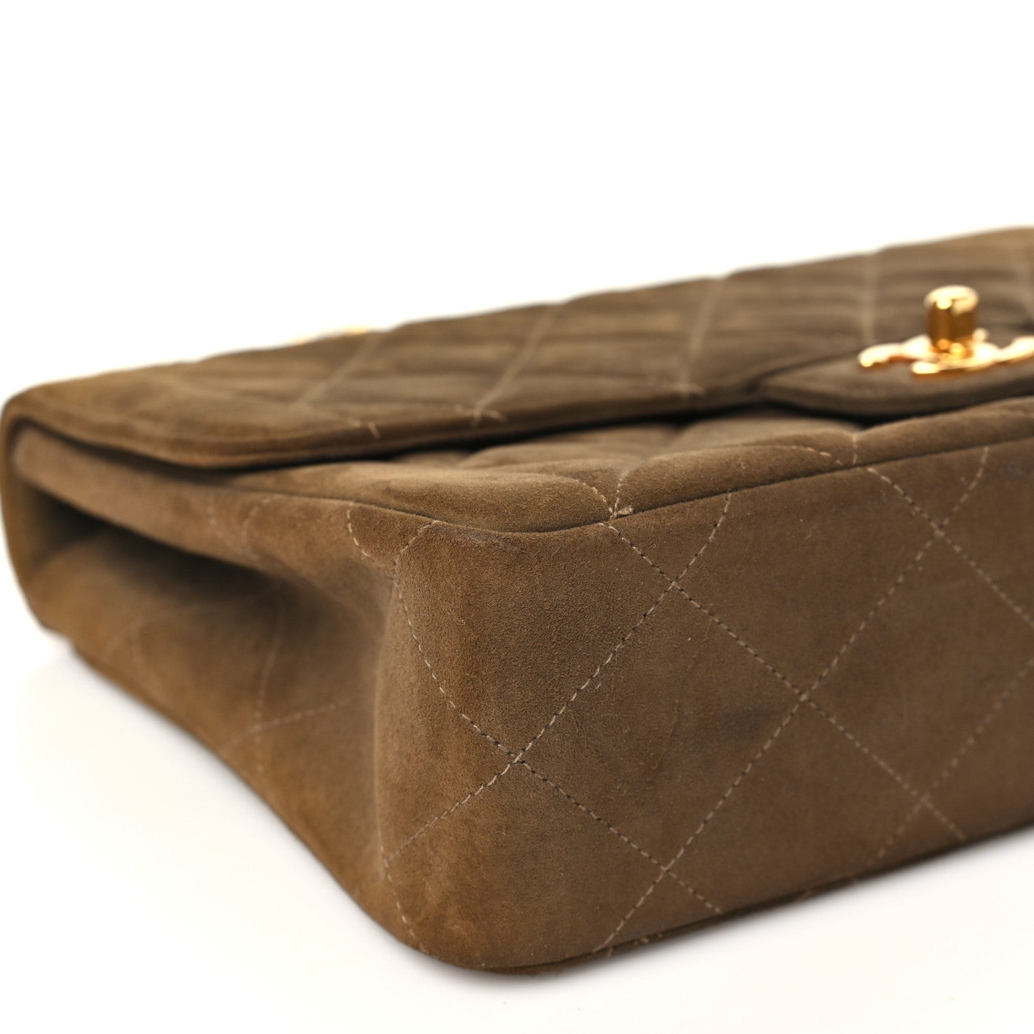 Chanel Suede Quilted Medium Single Flap Brown 8 of 9