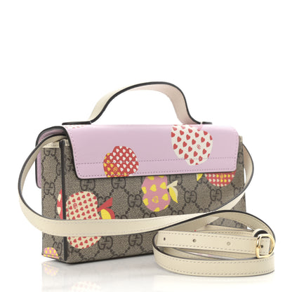 Gucci GG Supreme Monogram Les Pommes Mini Padlock Top Handle Shoulder Bag Beige Ebony Multicolor Cotton Candy Pink 3 of 12