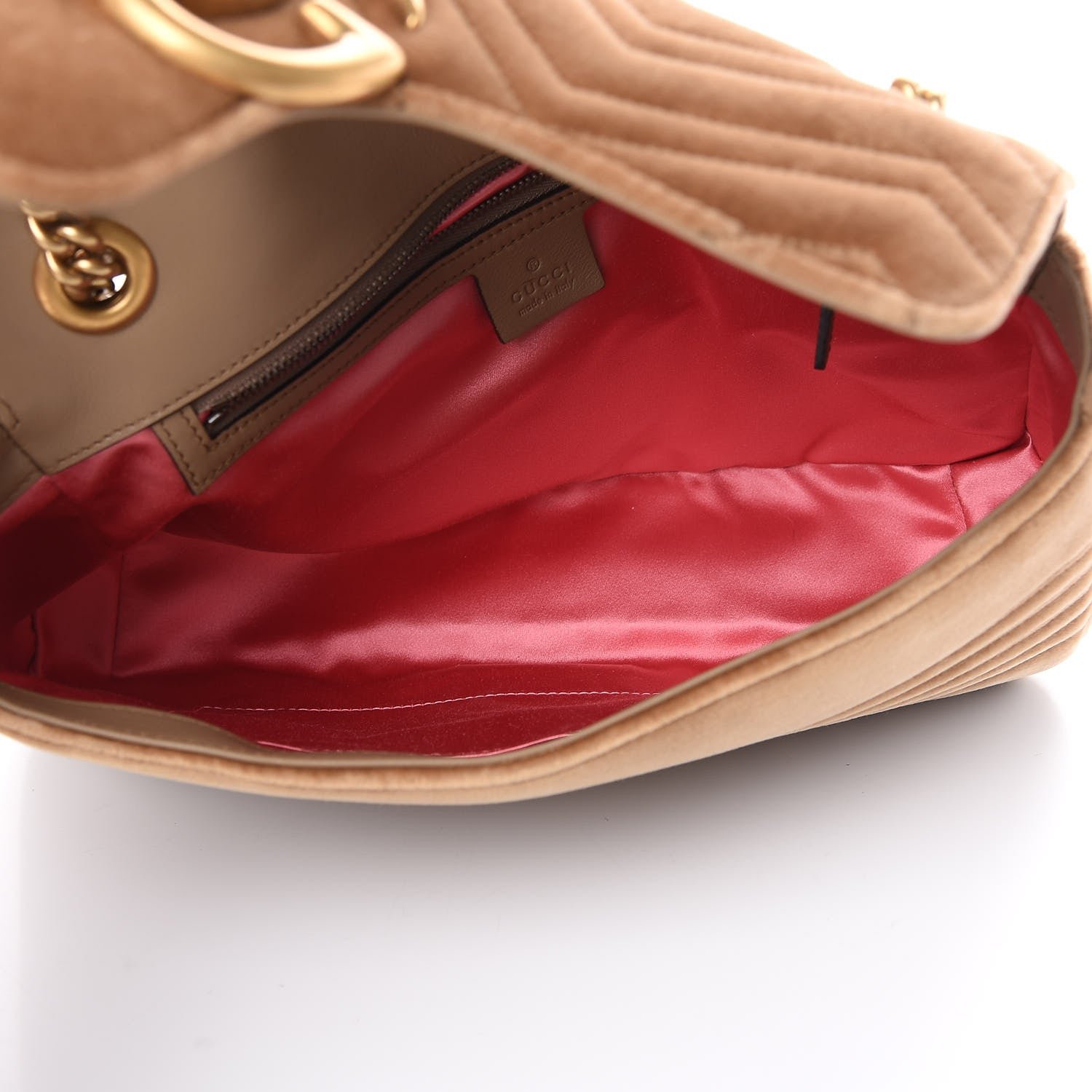 Gucci Velvet Matelasse Medium GG Marmont Shoulder Bag Taupe 4 of 11